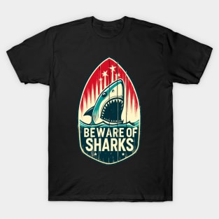 Beware of Sharks retro T-Shirt